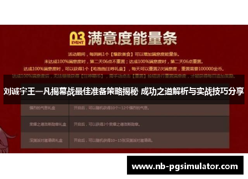 刘诚宇王一凡揭幕战最佳准备策略揭秘 成功之道解析与实战技巧分享